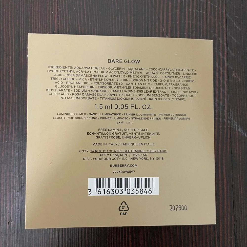 Burberry & Lancôme Sample Card Set with Milk Hydro Promo - Blue, Beige, Gold